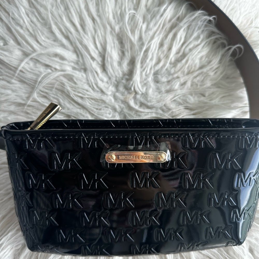 Michael Kors Glossy Black Embossed Fanny pack